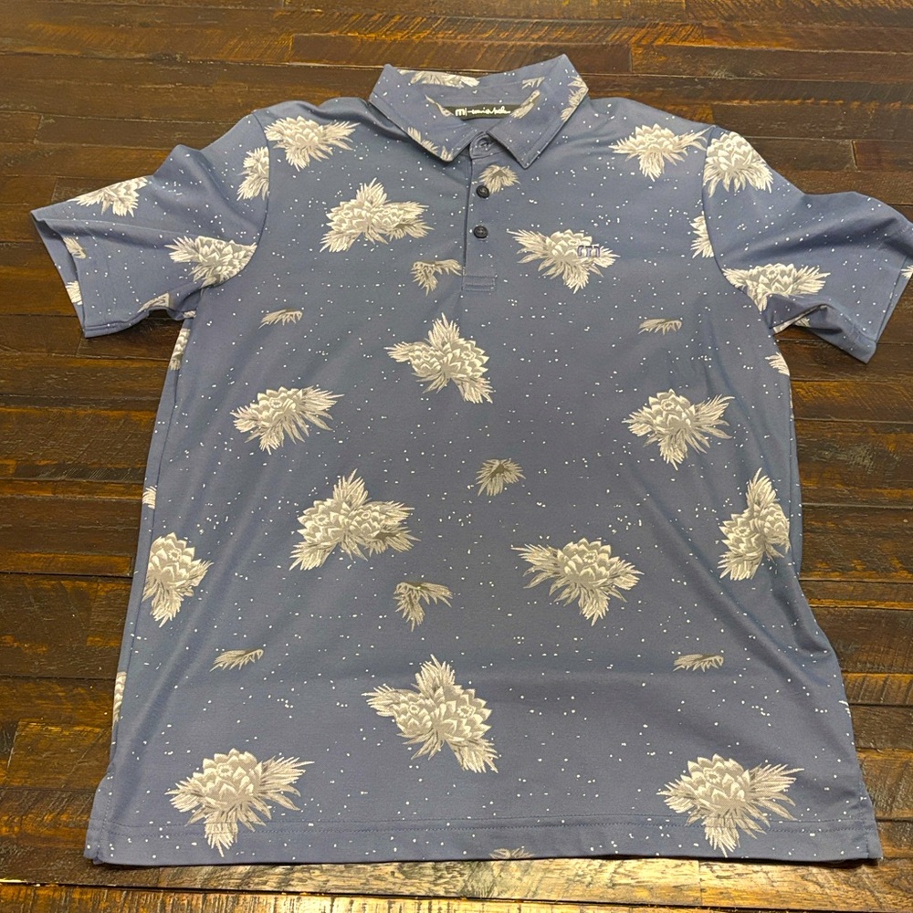 Travis Mathew Floral Blue Men's Polo Shirt